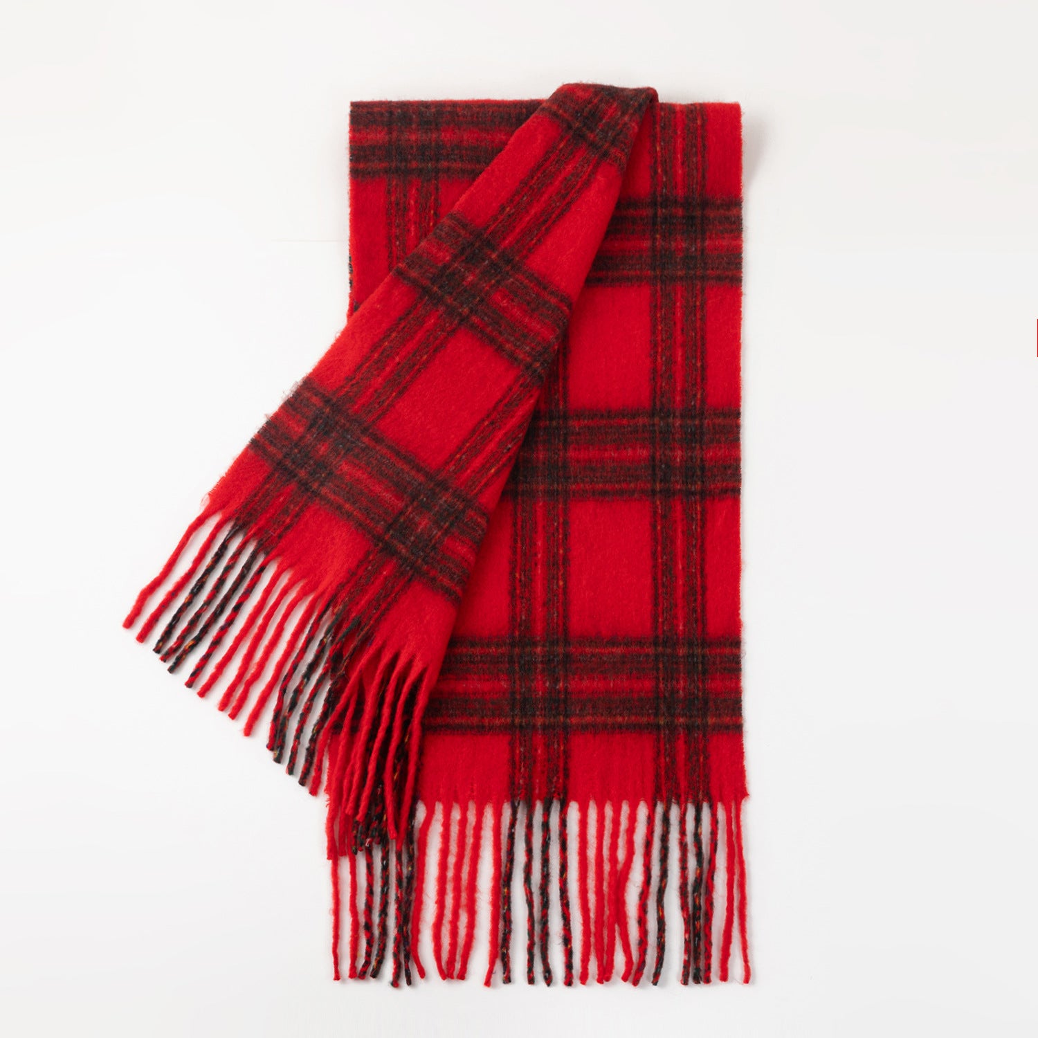 Minimalist Color Block Plaid Tassel Scarf 6W6NSW274