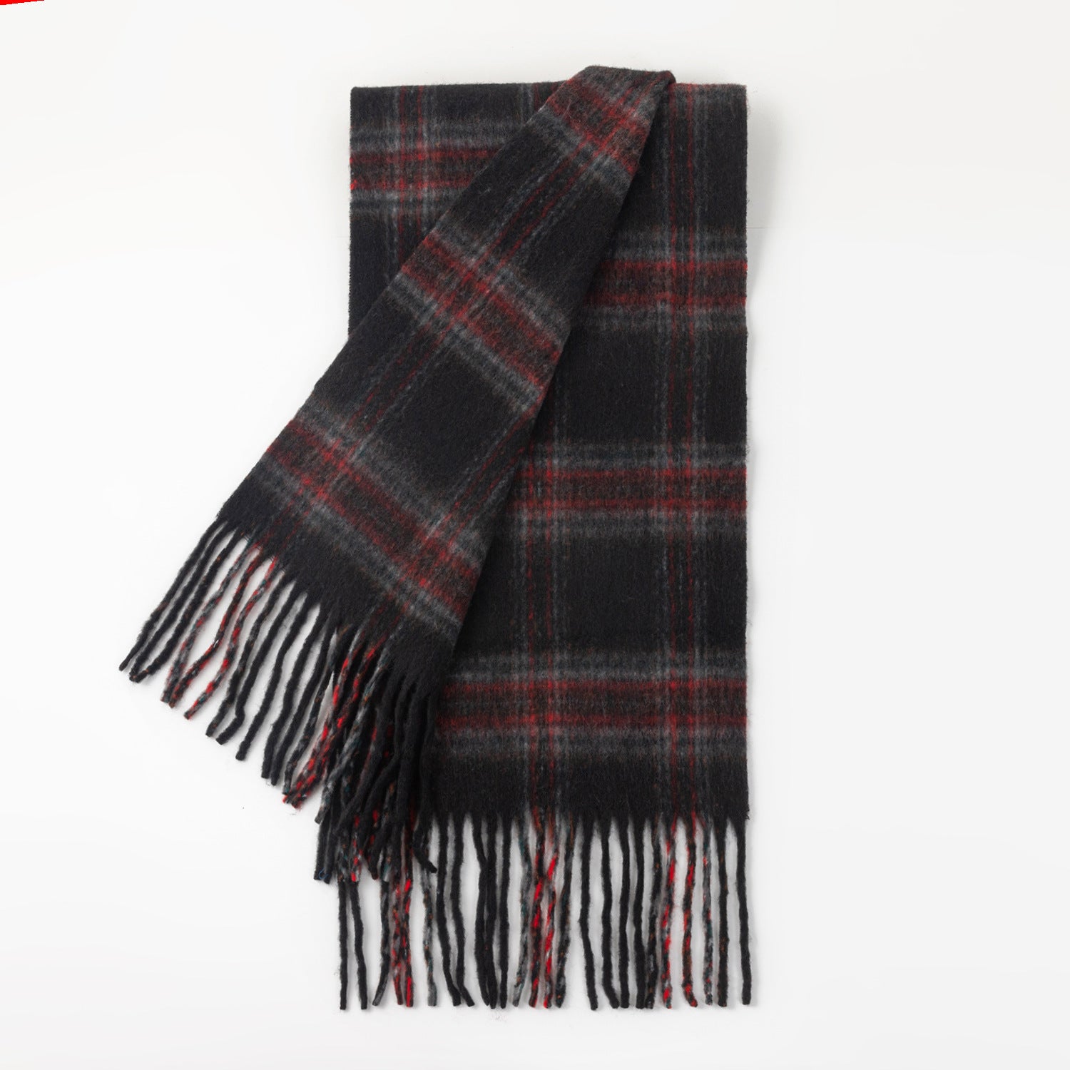 Minimalist Color Block Plaid Tassel Scarf 6W6NSW274