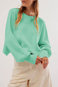 Solid Round Neck Sweater - DippedShop Wholesale - #2259