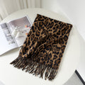 Leopard Print Tassel Scarf - DippedShop Wholesale - #9219