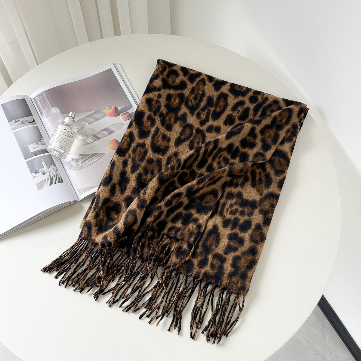 Leopard Print Tassel Scarf - DippedShop Wholesale - #9219