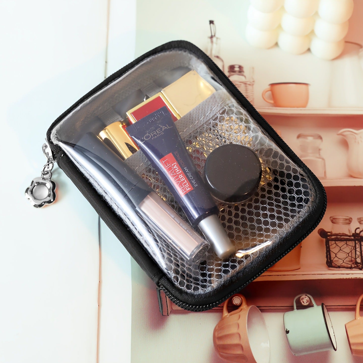Stylish Transparent PVC Waterproof Makeup Bag MK2BW6S10BOB101