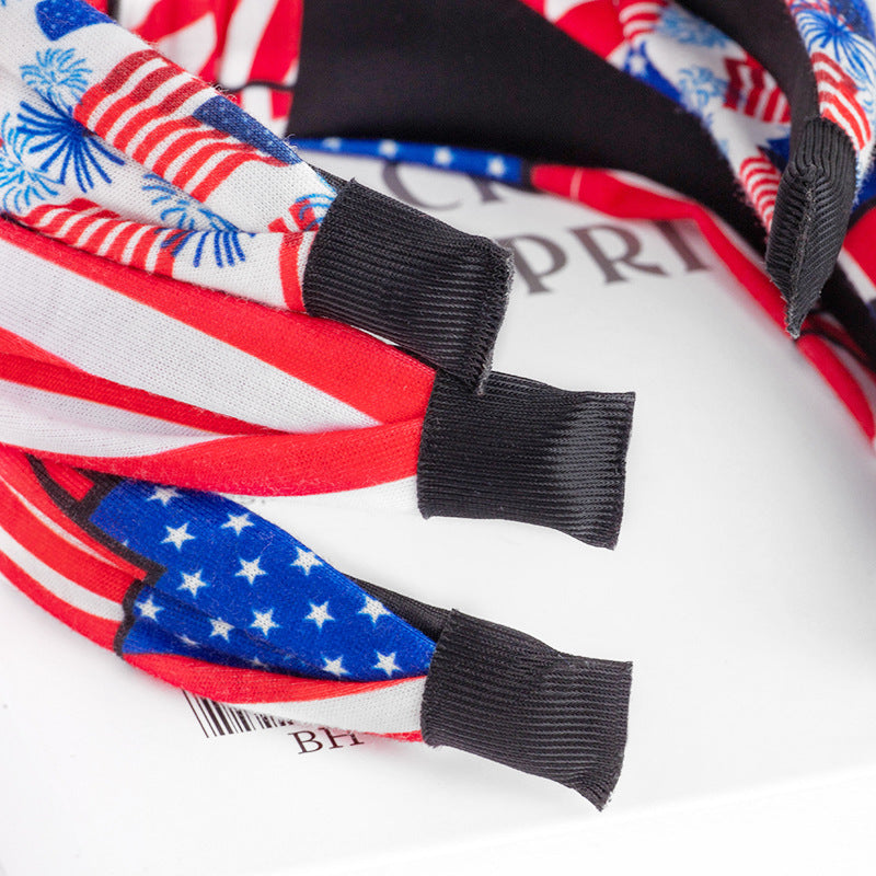 Stylish USA Flag Print Knot Hair Band 8AS6HBD55T