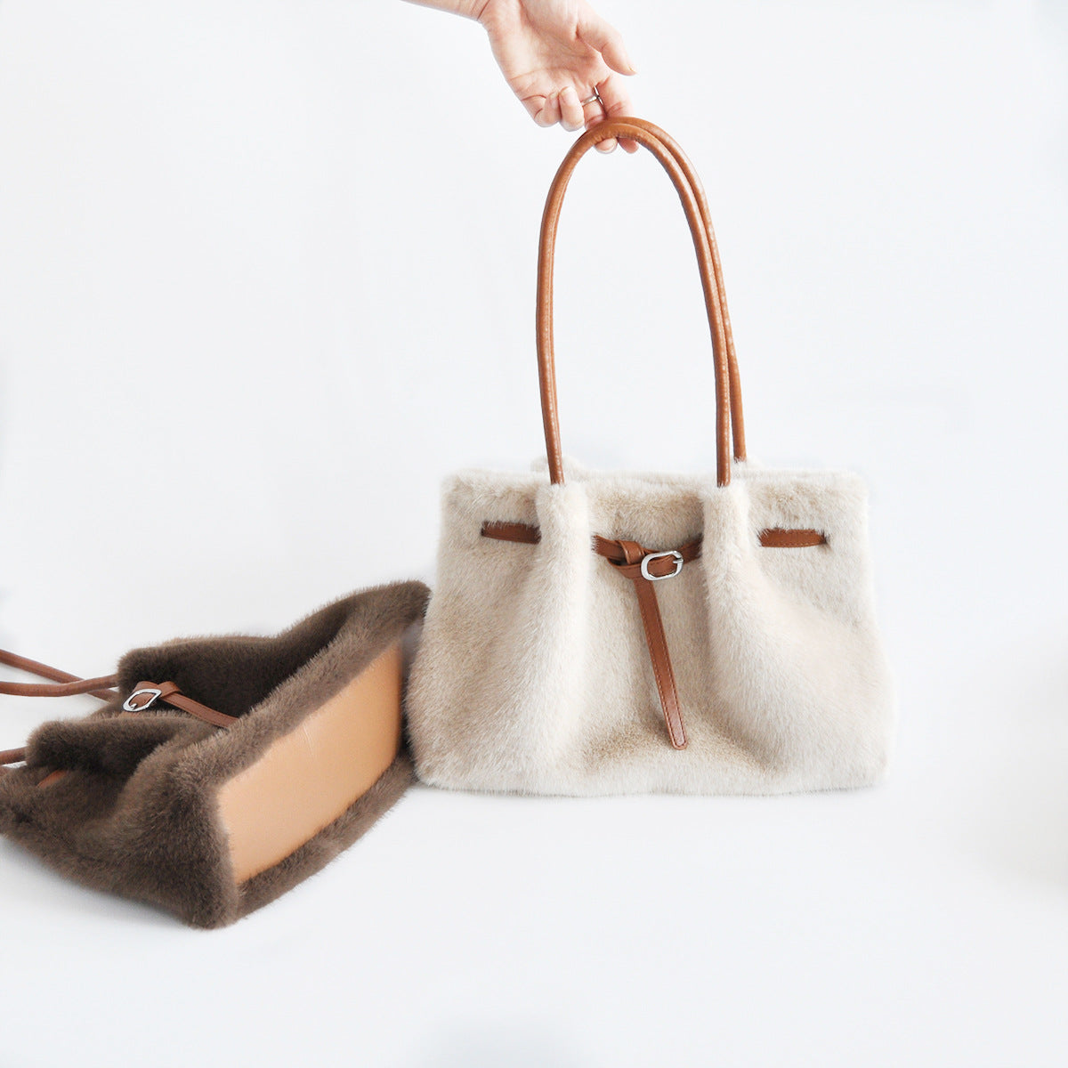 Fashion Fuzzy Plush Large Capacity Tote Bag 6W10BBG2357