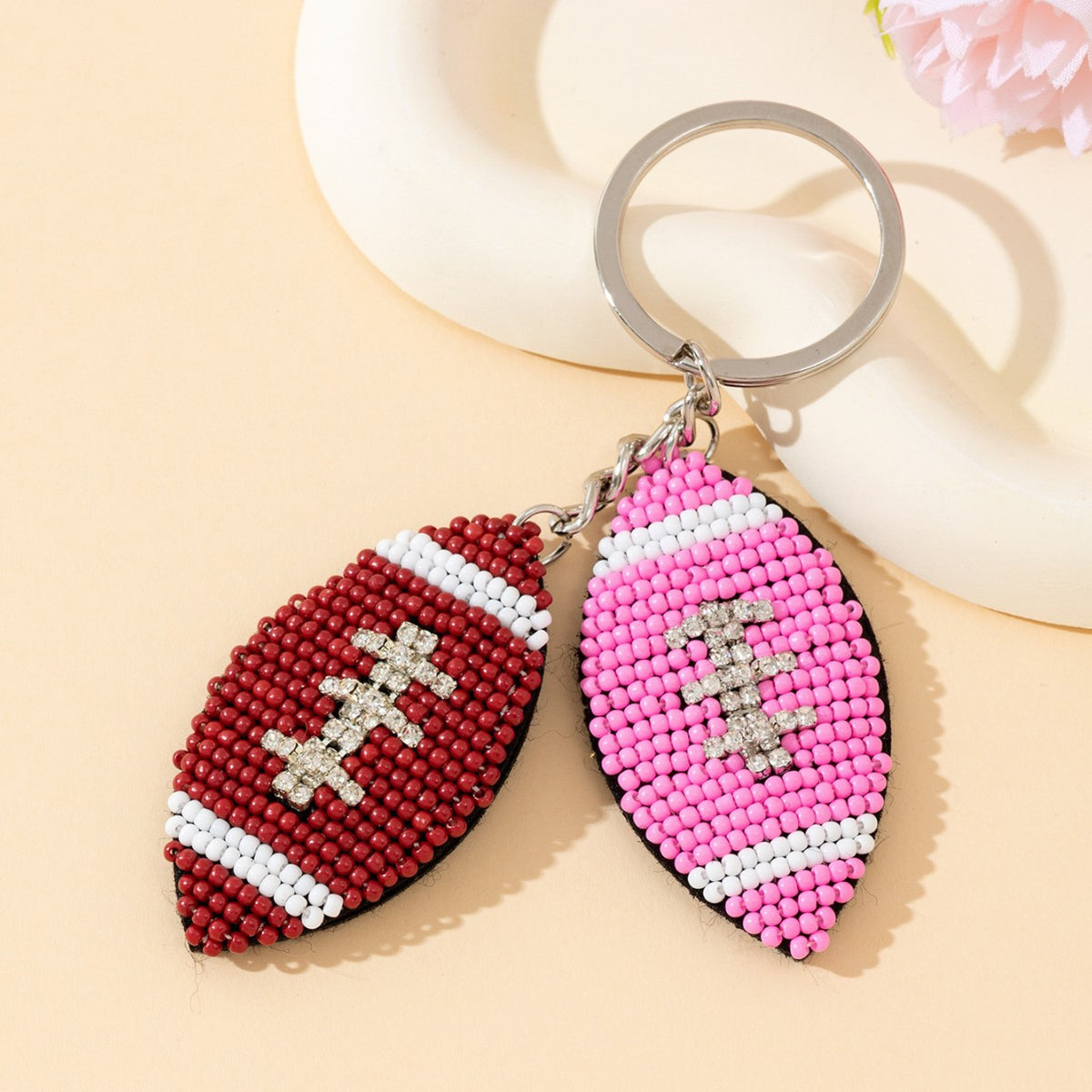 Beaded Rhinestone Rugby Keychain - DippedShop Wholesale - #9155