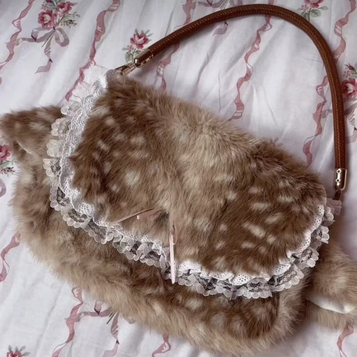 Cute Deer Ear Lace Ruffle Underarm Shoulder Bag 6W10BBG1997