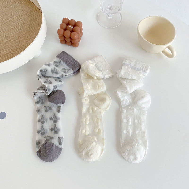 Cherry Color Block Summer Thin Socks DP25C836