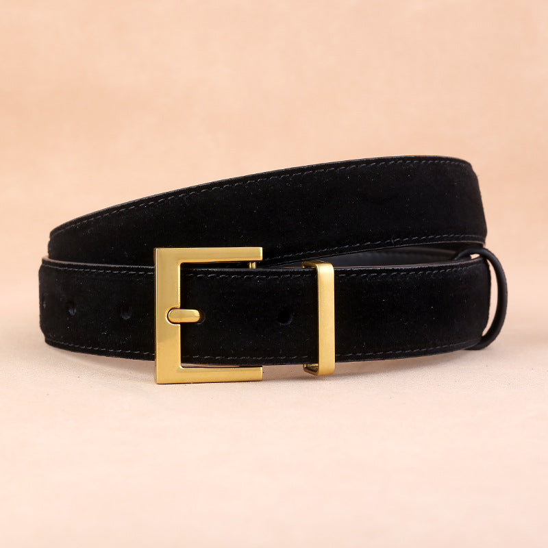 Simple Solid Color Faux Suede Wide Belt 6W6JBT220