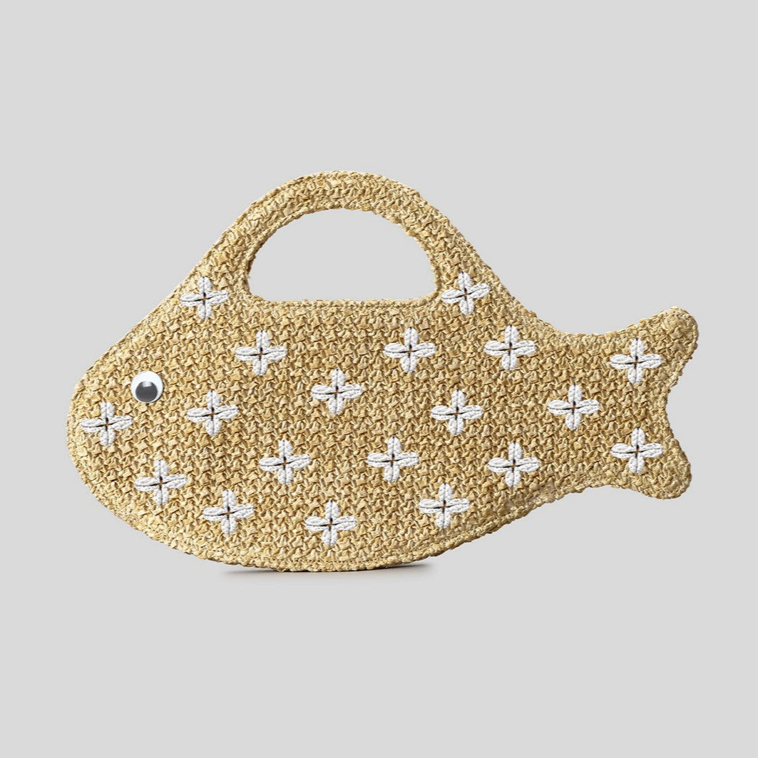 Funny Fish Shape Straw Hand-Woven Handbag 8BW6BBG425T