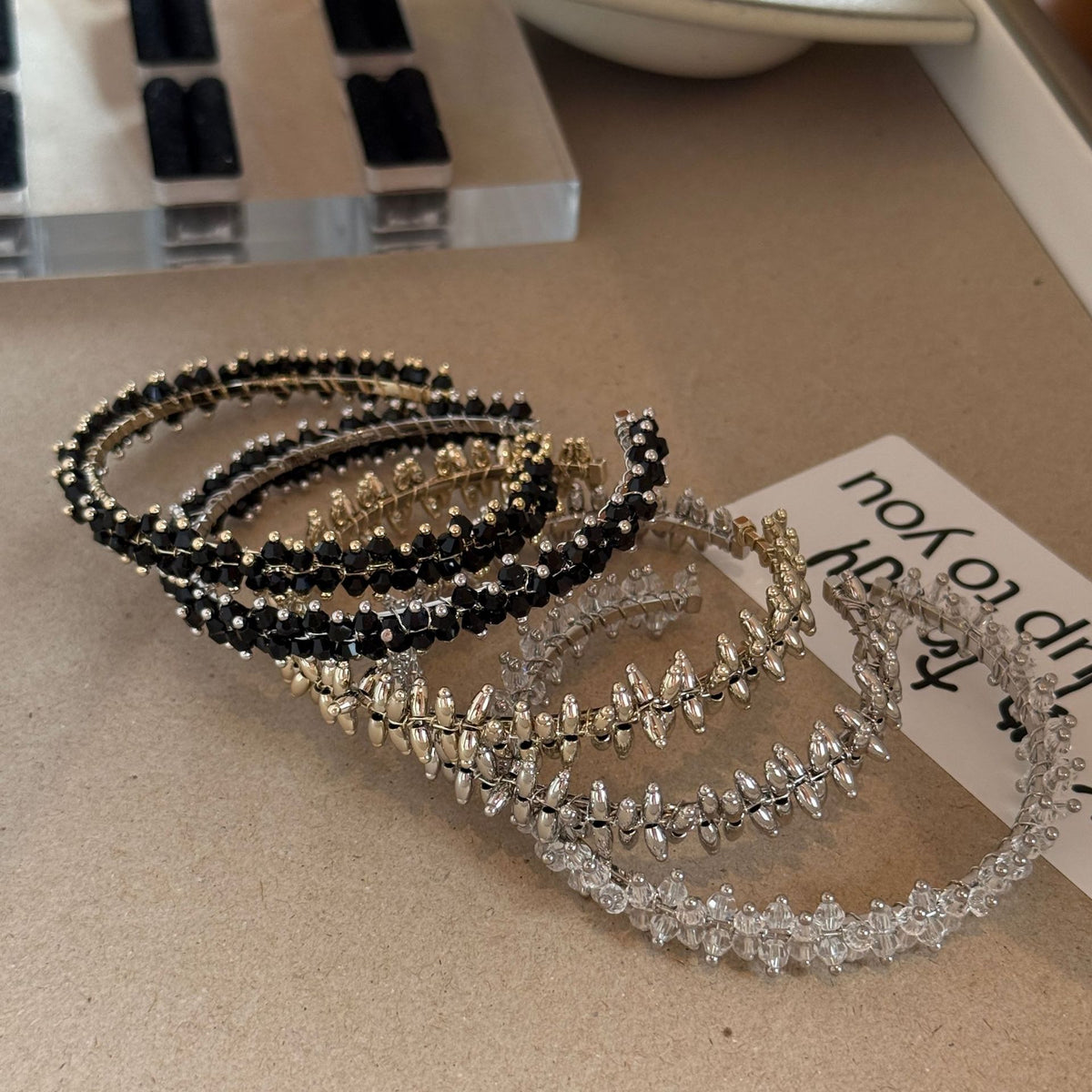 Elegant Solid Color Crystal Open Cuff Bracelet 6W6JBR579