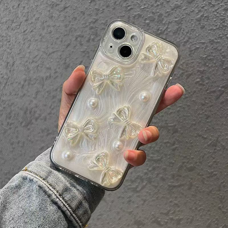 3D Bowknot Pearl Phone Case - DippedShop Wholesale - #3859