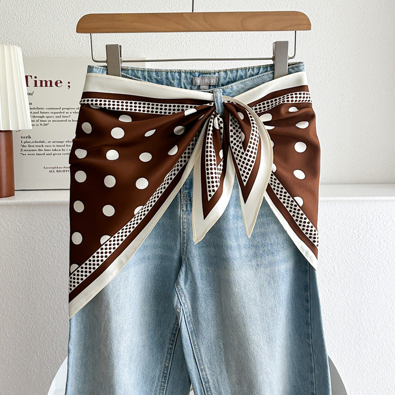 Minimalist Striped Cashew Waist Belt Silk Scarf MK2BLW6W6NSI70