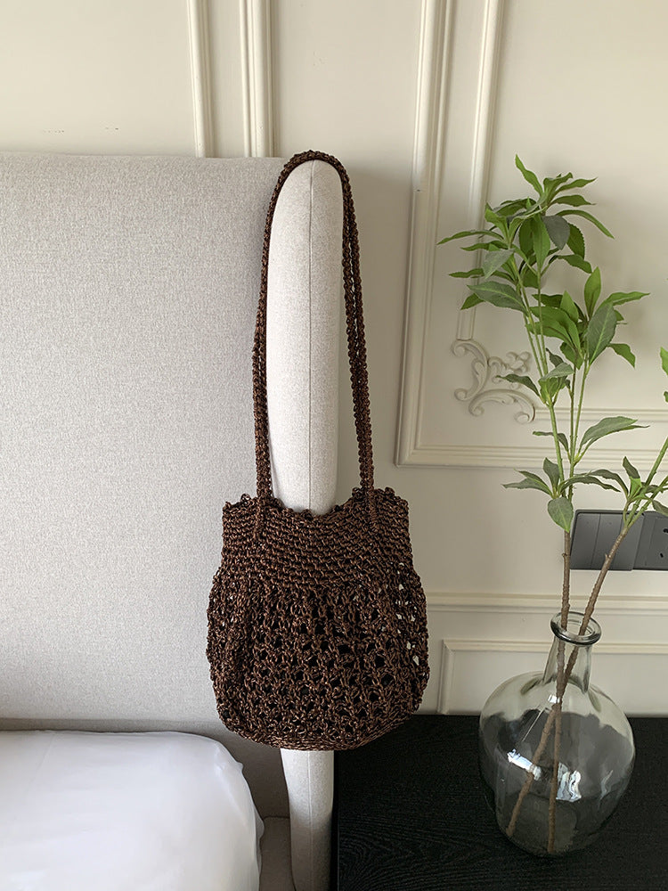 Stylish Solid Color Hollow Handmade Underarm Bag 8CW6BBG527L