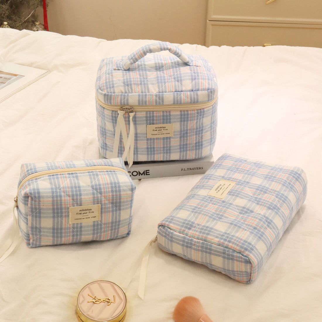 Simple Plaid Large Capacity Makeup Bag DP25E866