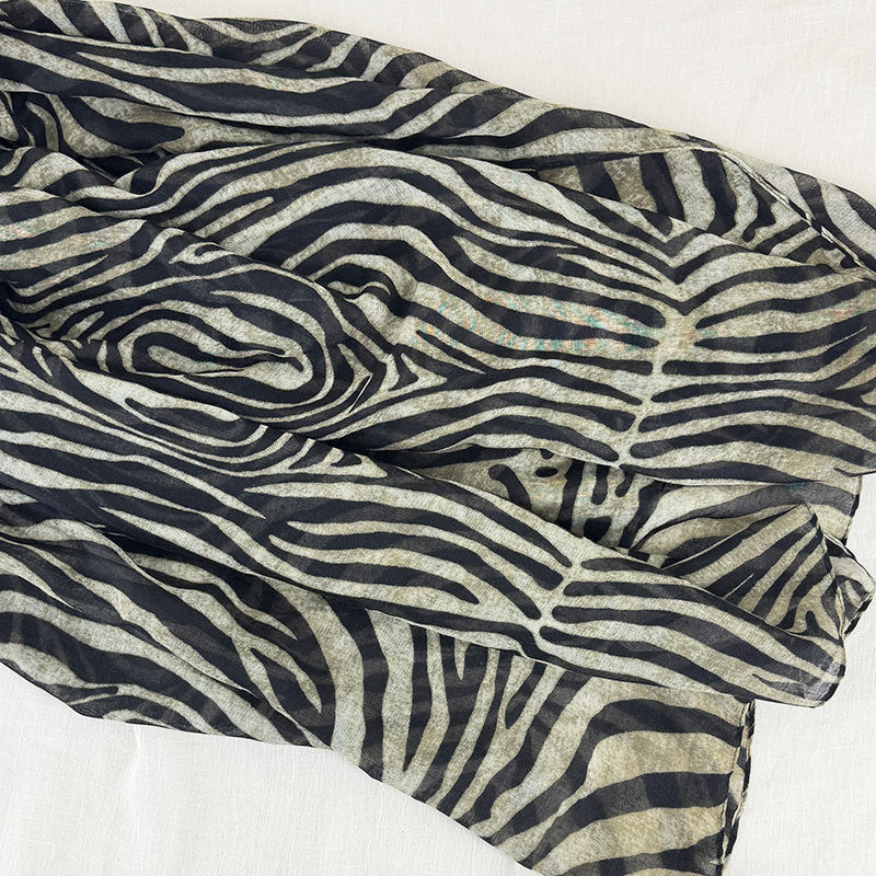 Retro Zebra Print Square Shape Silk Scarf 6W6NSI183
