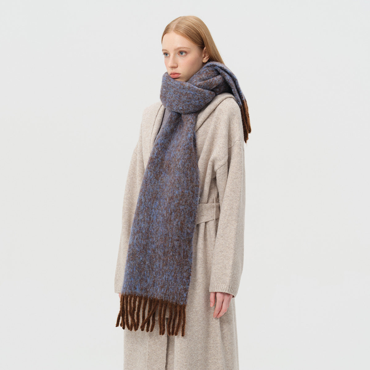 Stylish Color Block Tassel Wool Thick Scarf 6W6NSW249