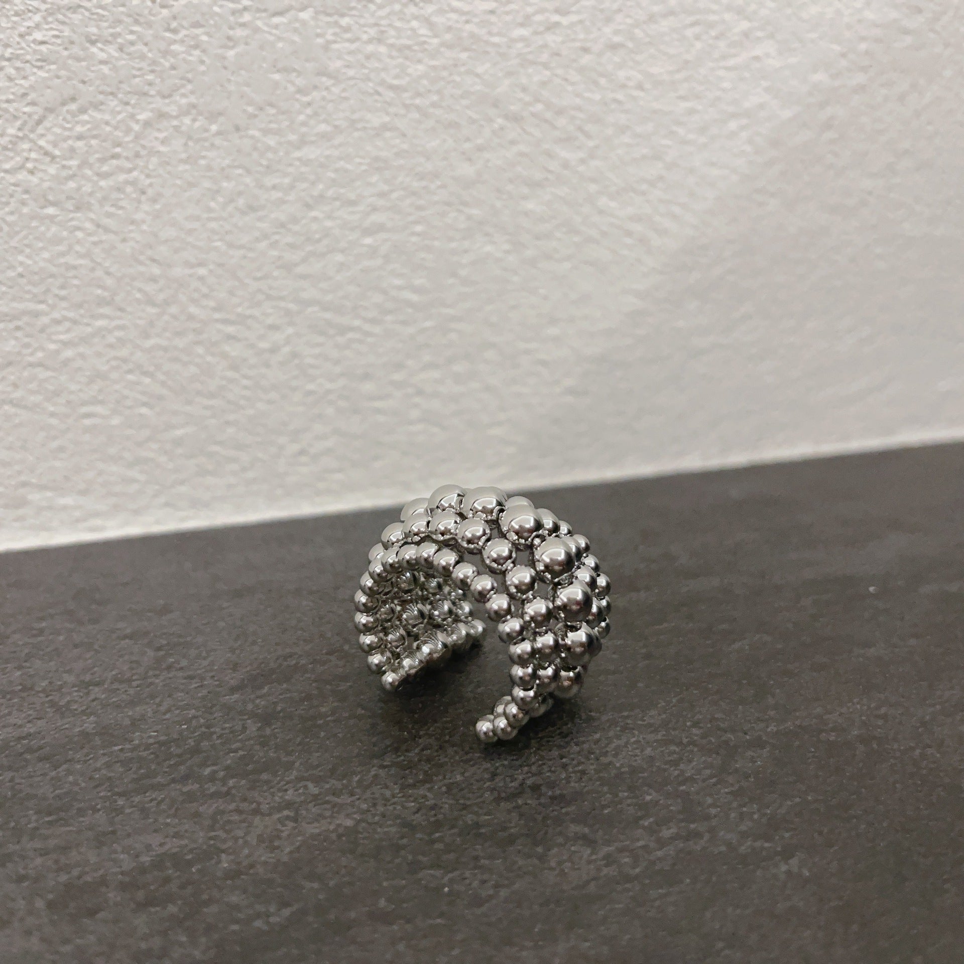 Chunky Multi-Layer Ball Beaded Open Ring 6W6JRG298