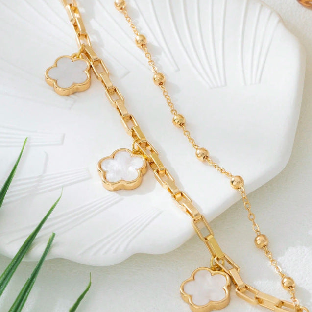 Trendy Gold Plated Four Leaf C - DippedShop Wholesale - #6307