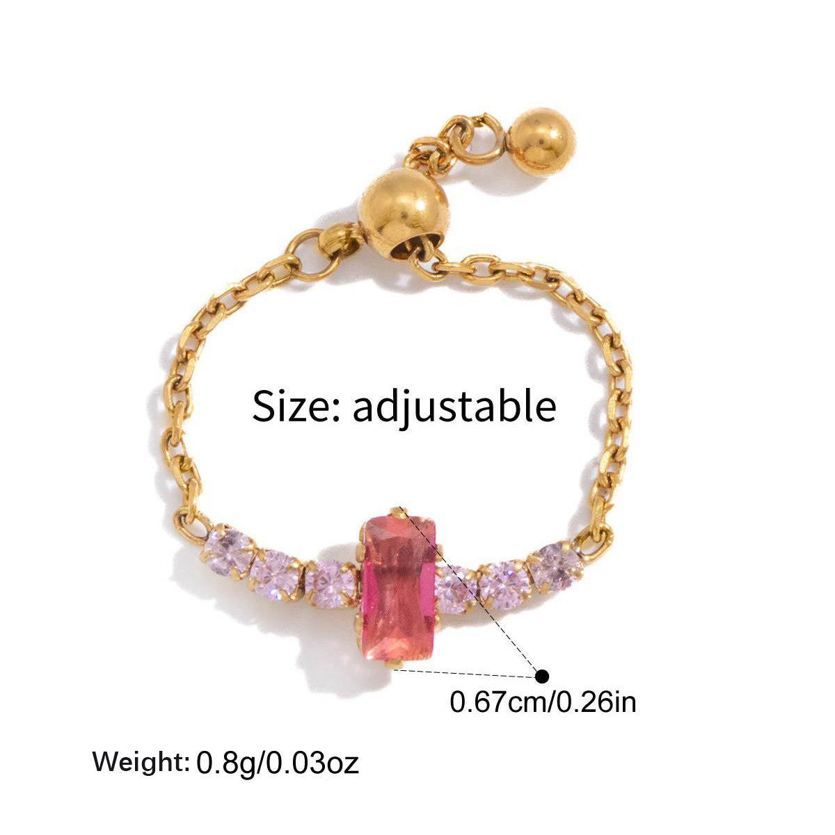 Adjustable Cubic Zirconia Ring - DippedShop Wholesale - #3811
