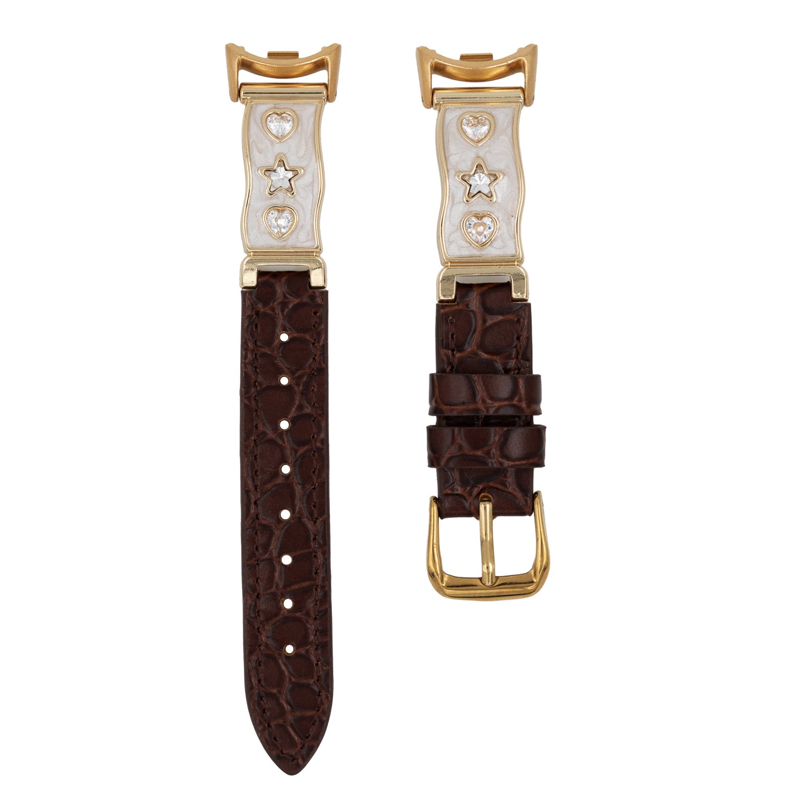 Stylish Heart Star Rhinestones PU Watch Band 6JWA117