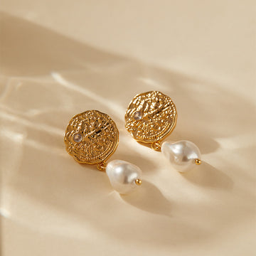 +2Vintage Round Irregular Pearl Drop Earrings DPJE1245