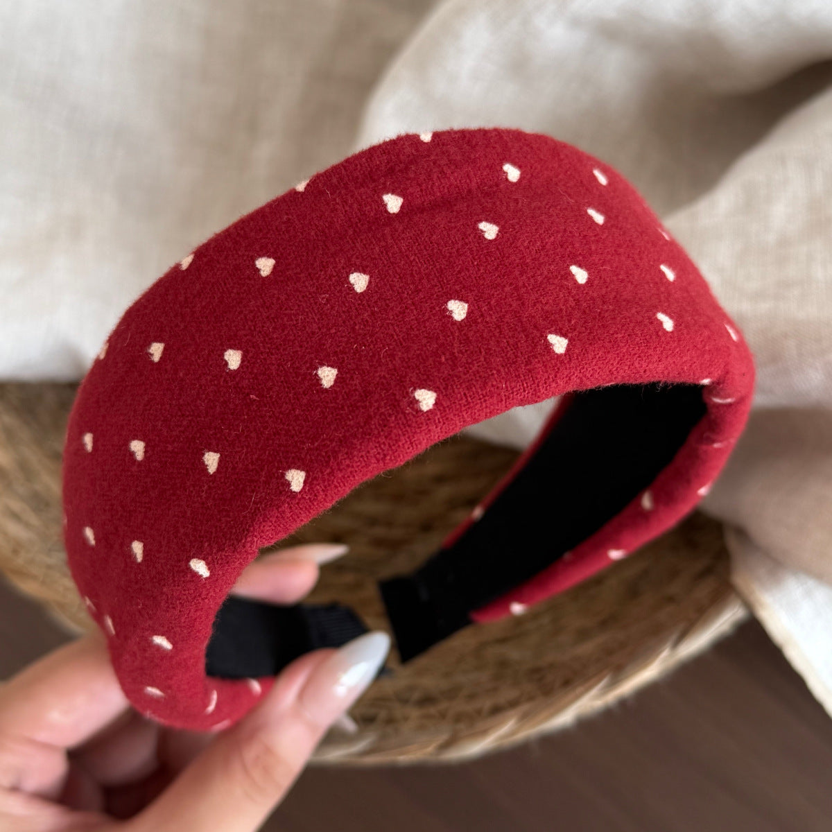 Heart Print Wide Headband - DippedShop Wholesale - #4771