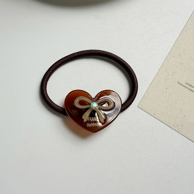 Stylish Love Heart Bowknot Rhinestones Hair Tie MK2BLW6W6HHT26