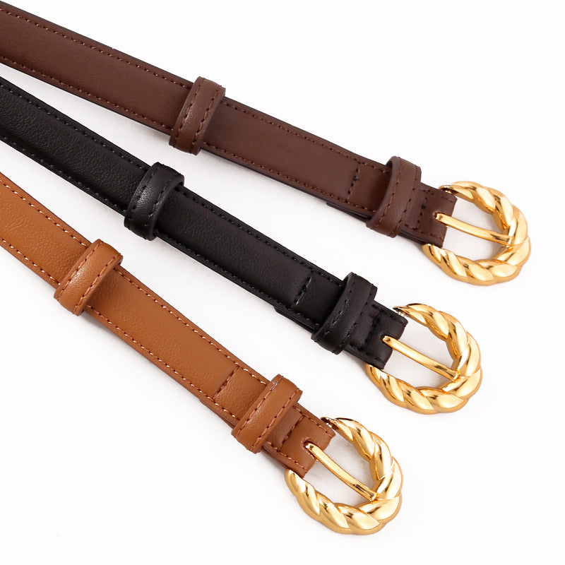 Twisted Buckle Leather Belt - DippedShop Wholesale - #0323