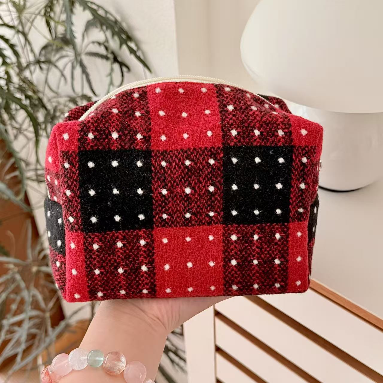 Vintage Plaid Makeup Bag - DippedShop Wholesale - #4803