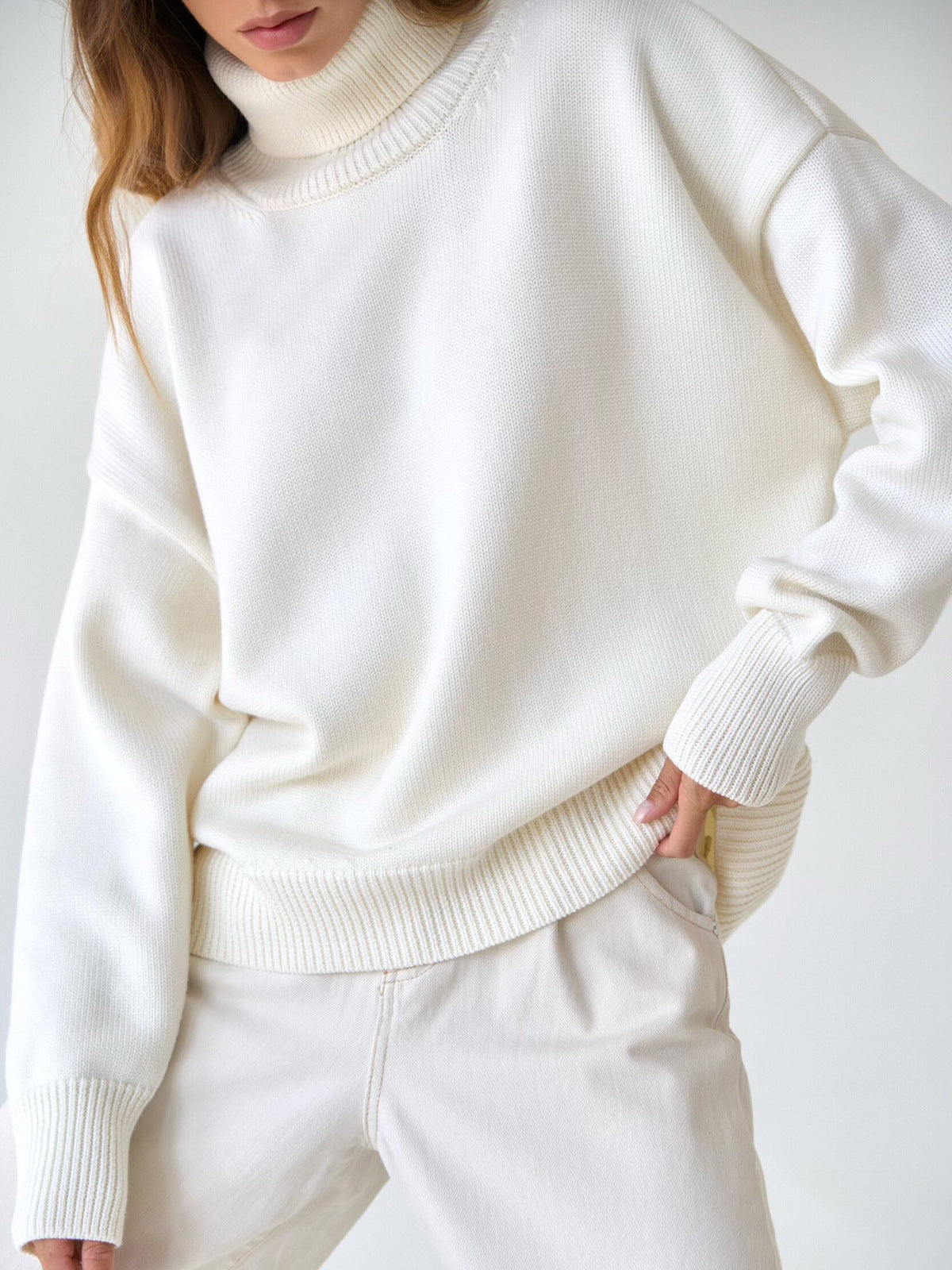 High Collar Loose Sweater - DippedShop Wholesale - #0739