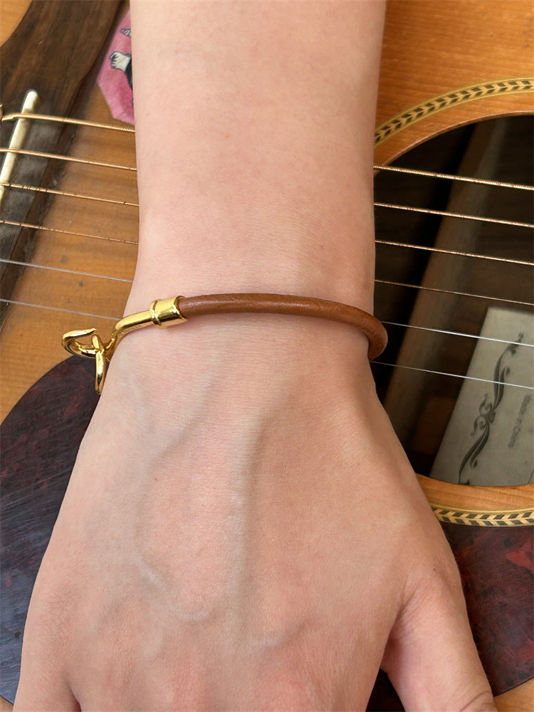 Minimalsit Leather Cord Bangle Bracelet 6W6JBR458