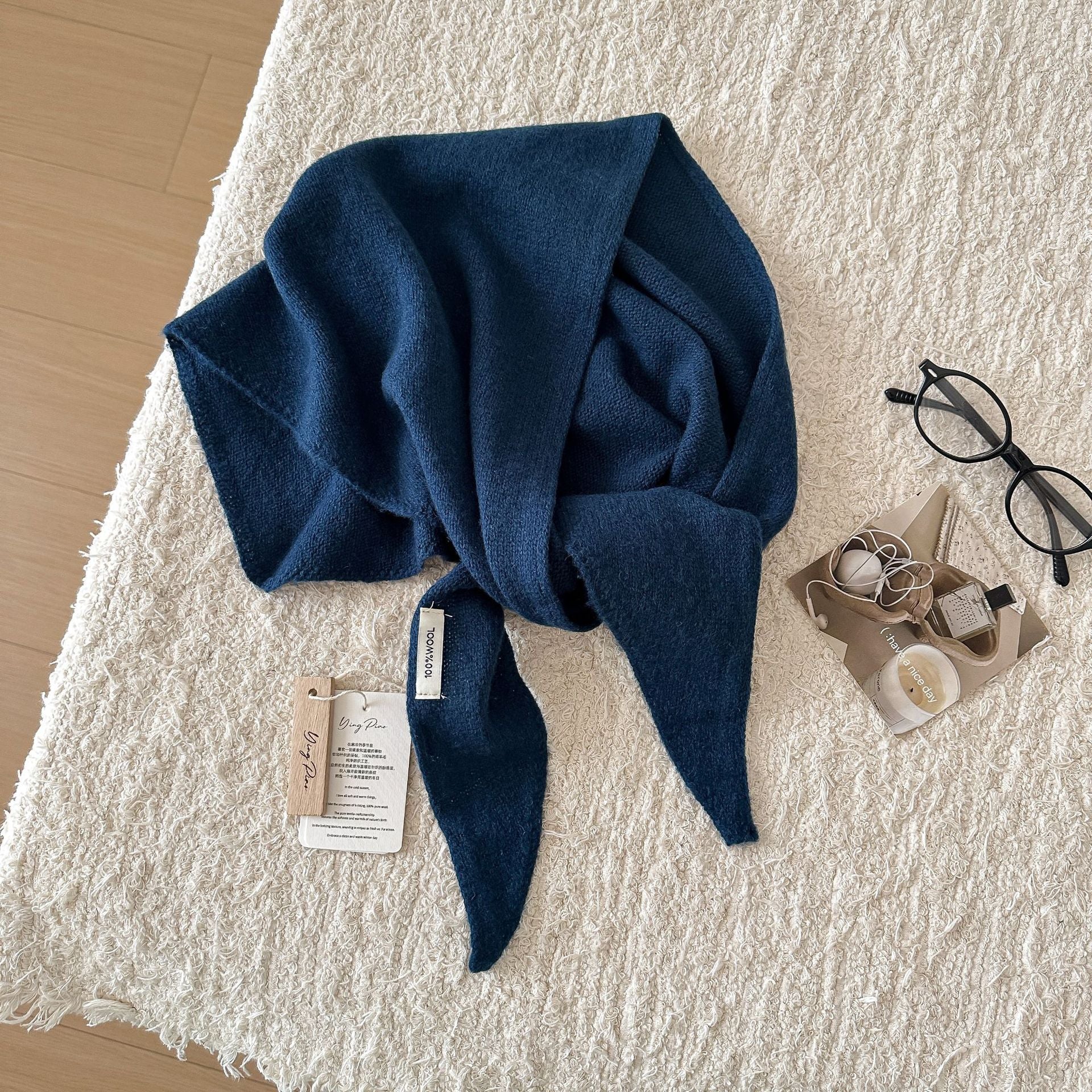 Trendy Solid Color Knit Headscraf Triangle Scarf 6W6NSC91