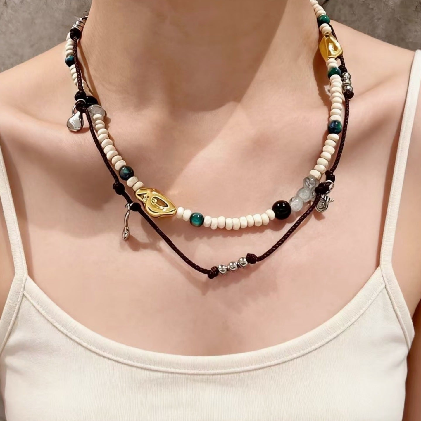 Beaded Braided Choker Necklace - DippedShop Wholesale - #8531