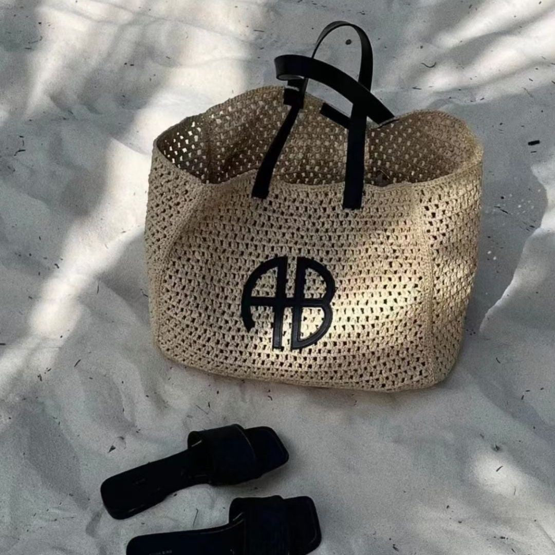 Color Block Letter Embroidery Tote - DippedShop Wholesale - #7811