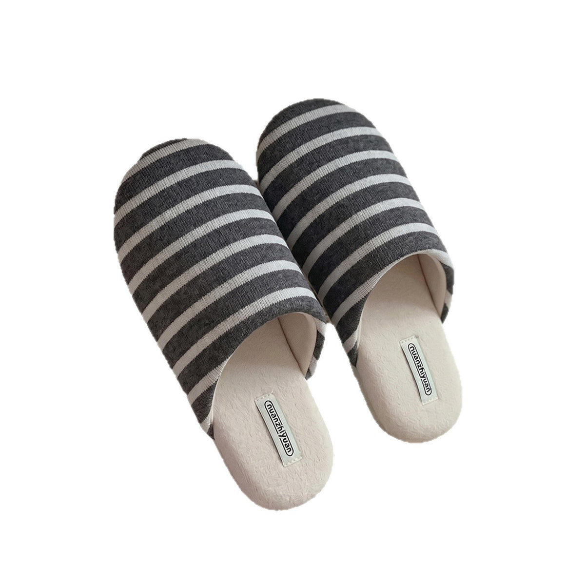 Minimalist Striped Closed-Toe Quiet Indoor Slippers 6W8FSP230