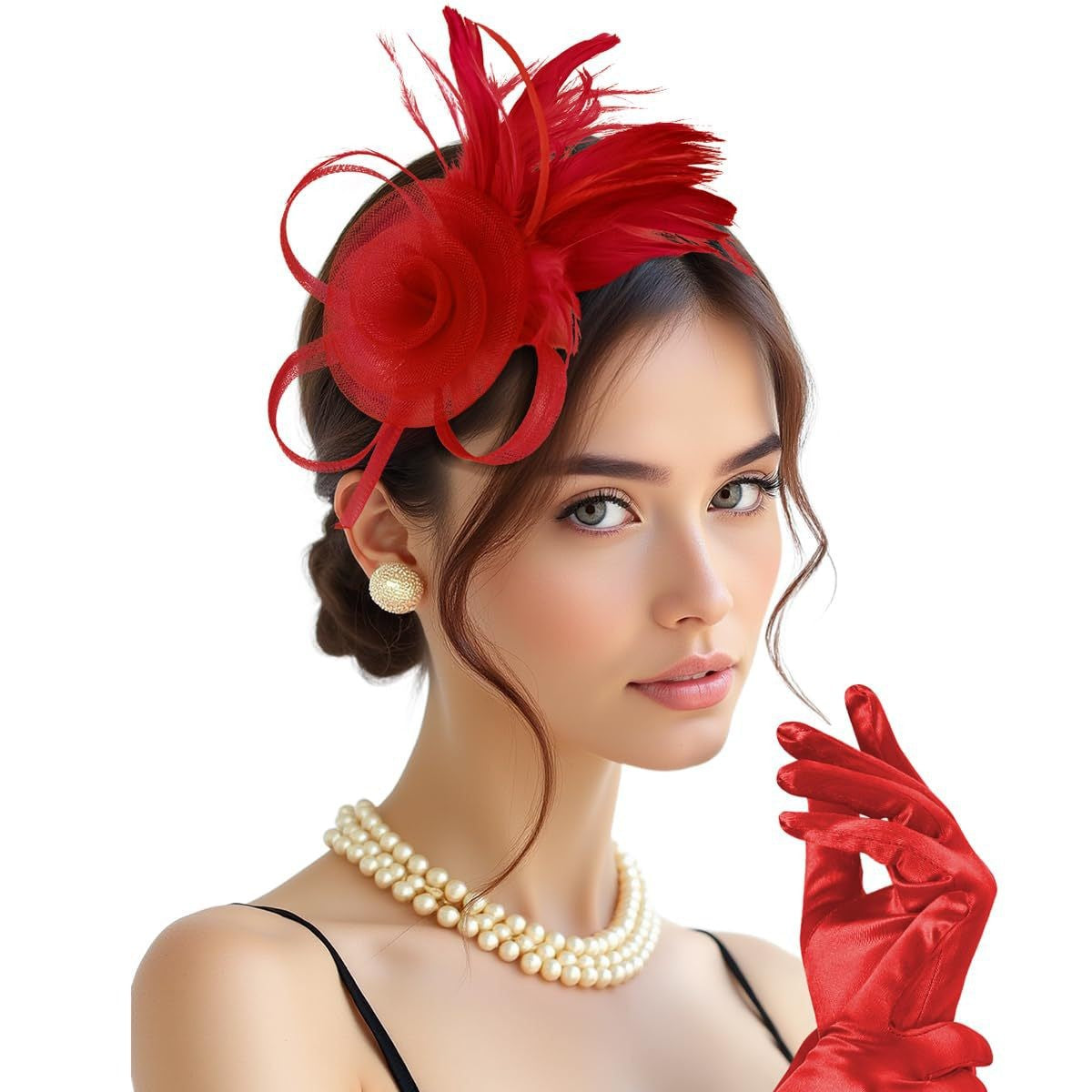 Flower Feather Fascinator Headband - DippedShop Wholesale - #9779