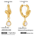 Trendy Cubic Zirconia Teardrop Dangle Hoop Earrings 6W6JER599