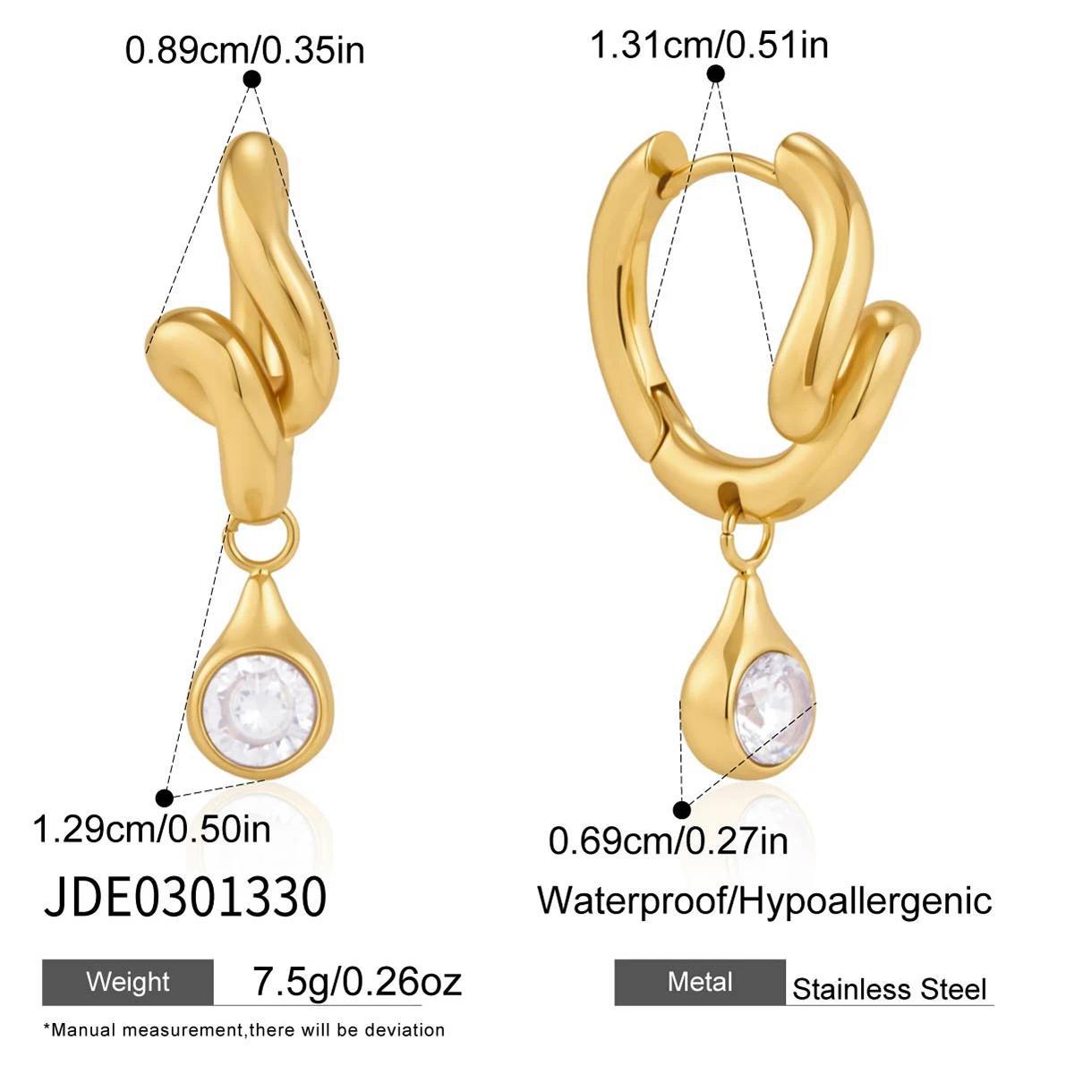 Trendy Cubic Zirconia Teardrop Dangle Hoop Earrings 6W6JER599