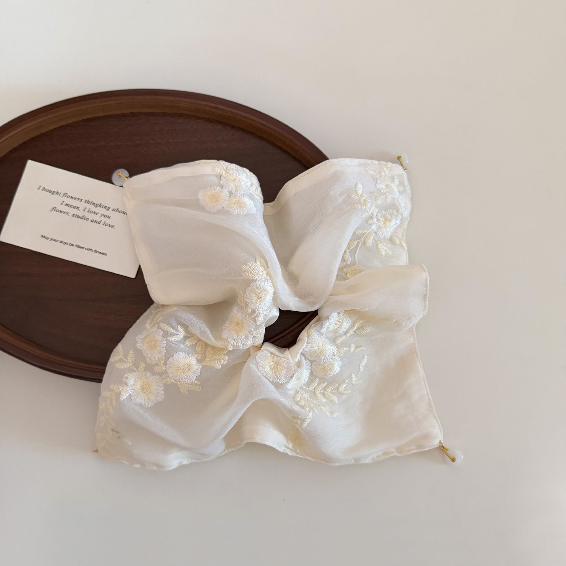 Elegant Floral Embroideries Square Hair Scrunchies MK2BW6W6HSR81
