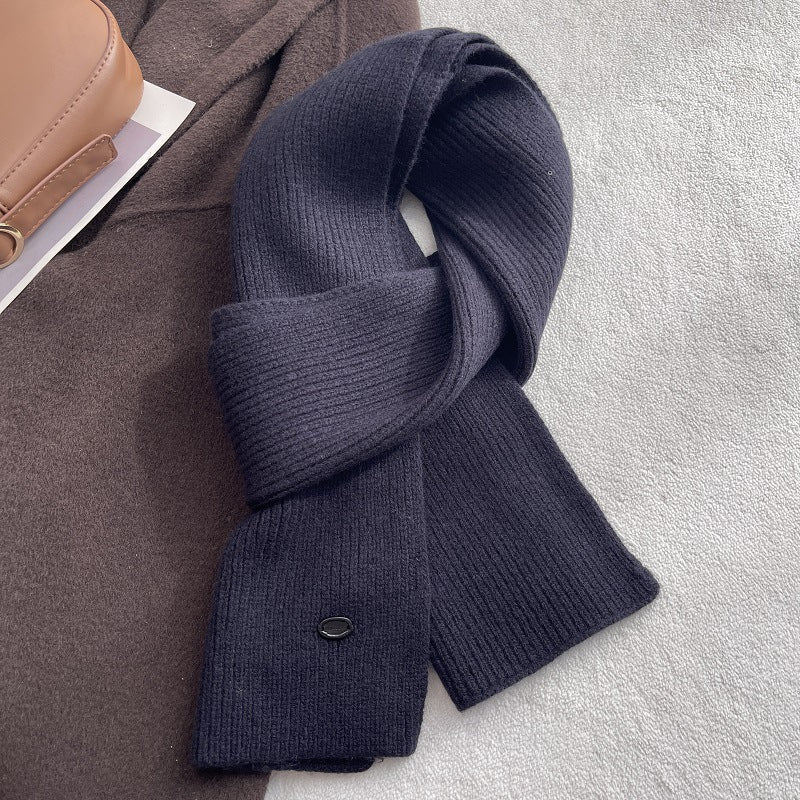 Solid Color Wool Blend Warm Knit Scarf 6W6NSC69