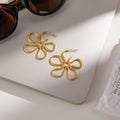 Vintage Gold Flower Dangle Earrings - DippedShop Wholesale - #6771