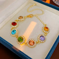 Stylish Gold Plated Rhinestones Heart Pendant Bracelet 6W6JBR715