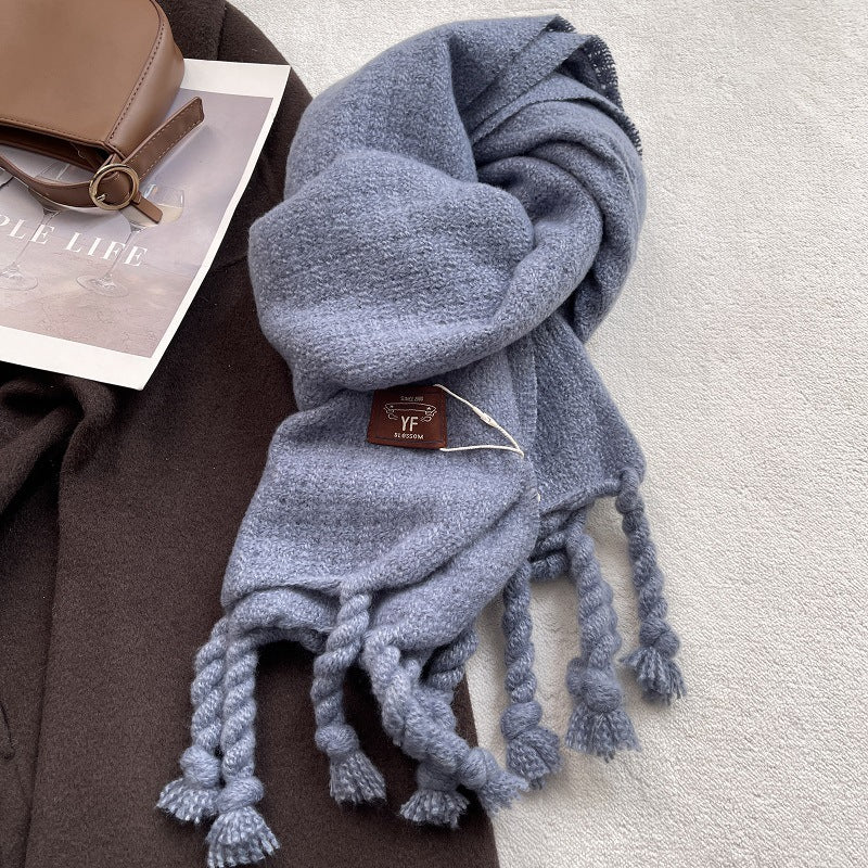 Cashmere-Feel Tassel Scarf - DippedShop Wholesale - #3427