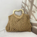 Casual Holow Out Heart Handle Beach Handbag 8CW6BBG501T