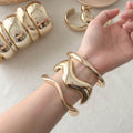 Chunky Gold Plated Irregular Statement Open Bracelet 6W6JBR582
