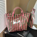 Casual Striped Color Block Versatile Tote Bag 6W10BBG1968