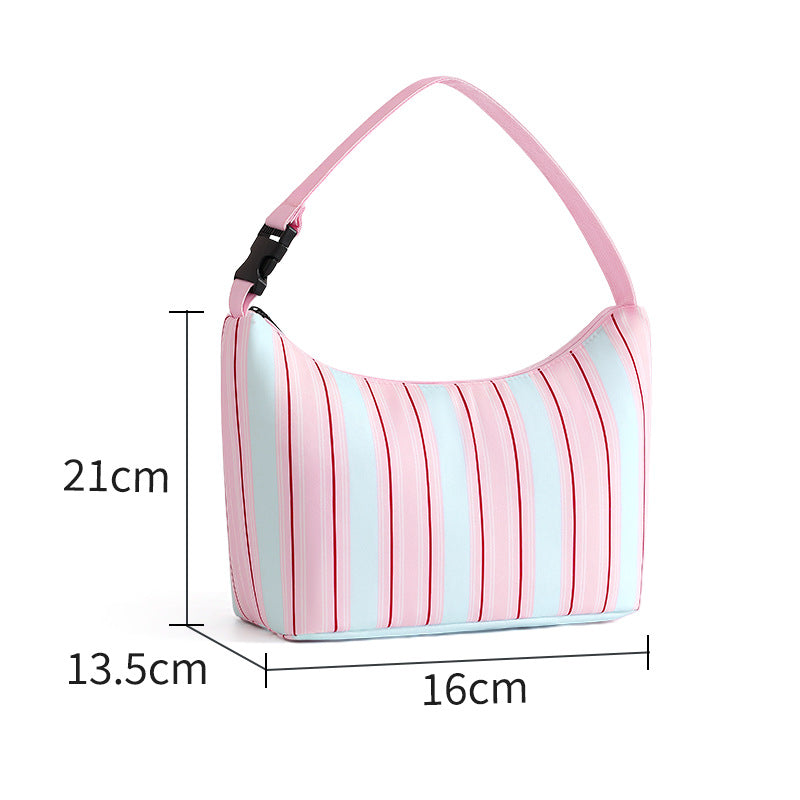 Simple Striped Color Block Large Capacity Handbag 6W10BBG2392