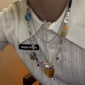 Vintage Brown Heart Pendant Beaded Necklace 6W6JNC418L
