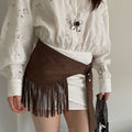 Minimalist Solid Color Triangular Tassel PU Belt 6W6JBT213