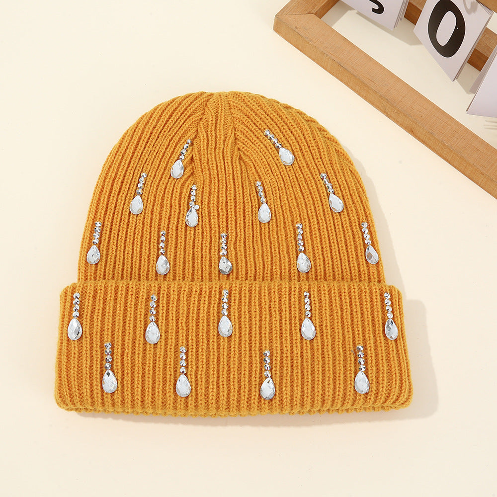 Rhinestone Cuffed Knit Beanie - DippedShop Wholesale - #9219